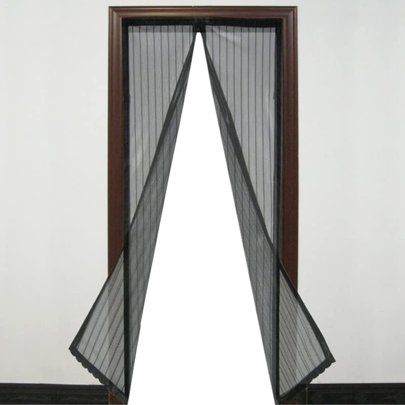 Magnetic Fly Screen for Doors, Mesh Curtain, Magnetic Seal from Top to Bottom with Automatic Closure, Keeps Air Fresh Inside (100 x 210 cm, Black)