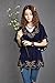 Ashir Aley New Floral Embroidered Butterfly Sleeve Wrap Ruffled Peasant Tops Blouse(XL,Navy Blue)