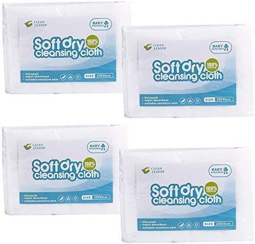 KMAKII Natural Clean Baby Dry Wipes Medical Standards Sensitive Skin Large Size 10 x 13.8 Inches 4 Pack of 50 Count,200-Total