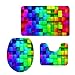 HUGS IDEA Rainbow Color Plaid Bathroom Rug Set Includes Contour Rug Lid Toilet Cover Bath Mat