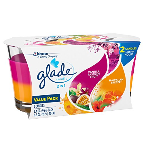 Glade 2in1 Jar Candle Air Freshener, Hawaiian Breeze & Vanilla Passion Fruit, 2 candles, 6.8 oz