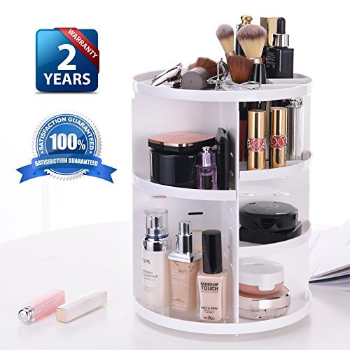 Durable Modeling Makeup Organizer Large Capacity Cosmetic Storage Shelf 360 Rotating Vanity Organizer Holder Adjustable Fits Lipstick Toner Essential Oils Creams Brush For Bathroom Countertop Bedroom Kitchen White Kediacarbon Co In