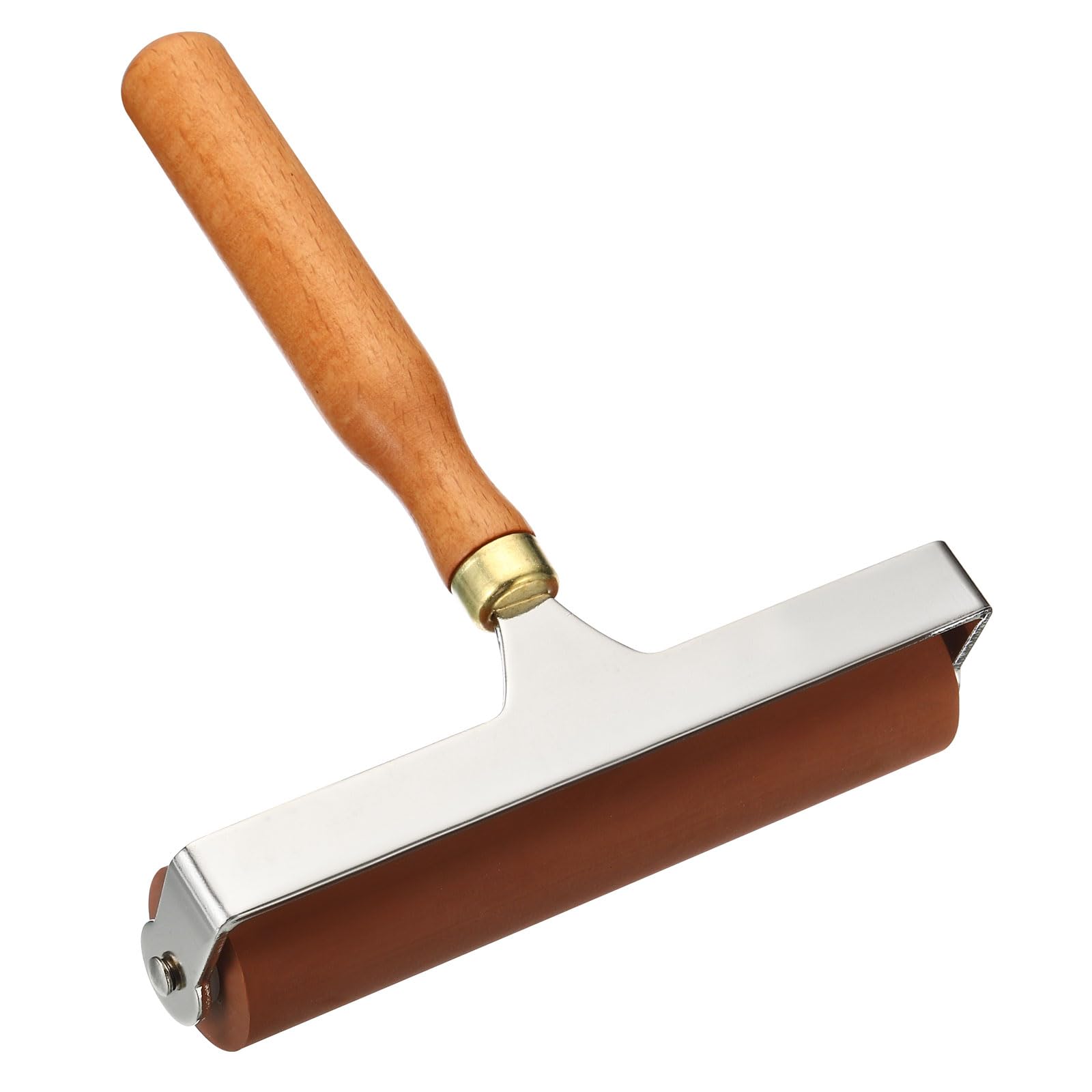 PATIKIL 6 Inch Rubber Roller Brayer, Anti Skid Hard Rubber Roller Tools for Wallpaper Art Craft Printing Printmaking Ink Stamping Tape Construction, Red