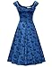 MUXXN Womens 1950s Scoop Neck Off Shoulder Cocktail Dress(L,Color Blue)