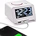 Homtime Digital Alarm Clock Charger with Dual USB Charging Ports,Indoor Thermometer,Dimmable LCD Larger Display and Snooze for Bedroom [Upgraded Version](White)