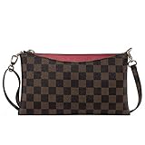 Small Checkered Crossbody Bag for Women Wristlet Clutch with Strap (Red)