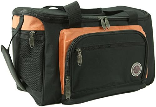 Large Insulated Cooler Lunch Bag, Black and Orange