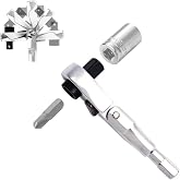 Cosmedge Flex Head Ratchet Wrench,2 in 1 Mini Hex Bits Adapters for Socket &amp; Bit Driver,1/4 Inch Stubby Ratchet Wrench,72-Tooth Gear