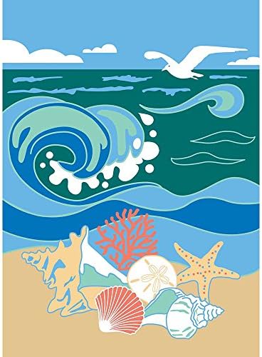 Seashells At Surf On Seafoam Tides 13 x 18 Rectangular Small Garden Flag