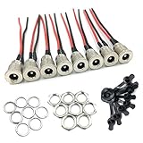 8Pack Female DC Threaded Barrel Jack Panel Adapter
