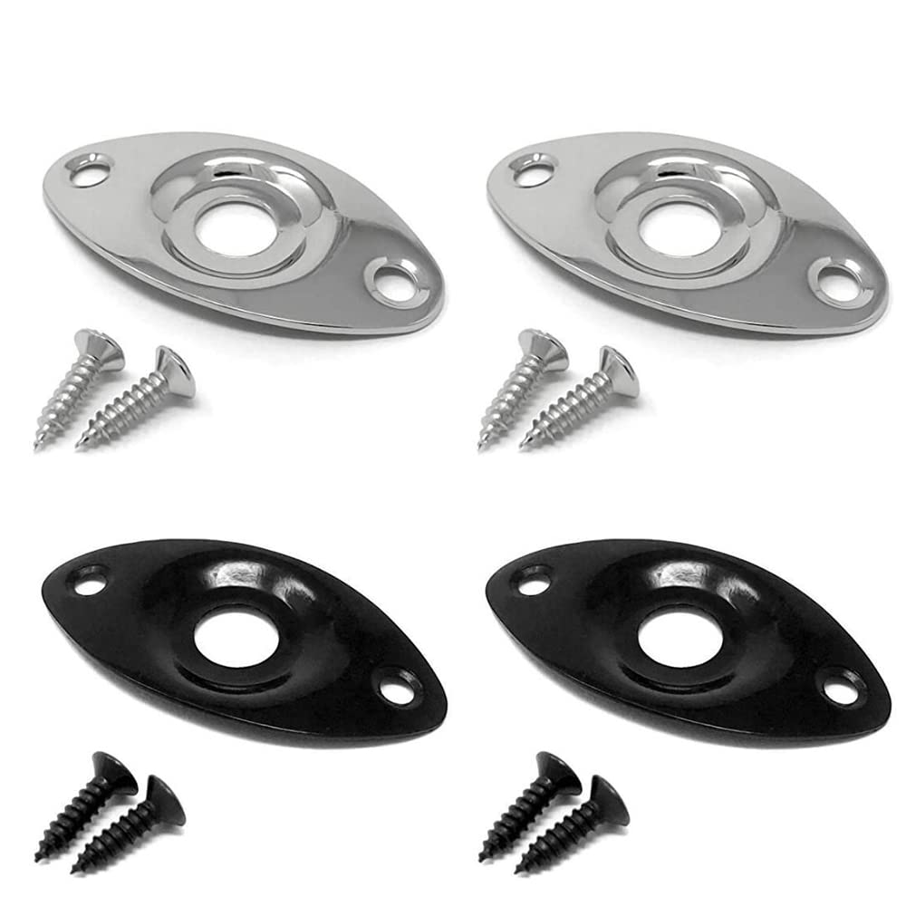 4Pcs Guitar Jack Output Plate Oval Guitar Input Jack Output With 8 Mounting Screws for Electric Guitar Bass Guitar Pickup Socket Jackplate