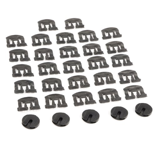 1979-1993 Ford Mustang Coupe Front &amp; Rear Windshield Moulding Clips; 32pc. Replacement Hardware