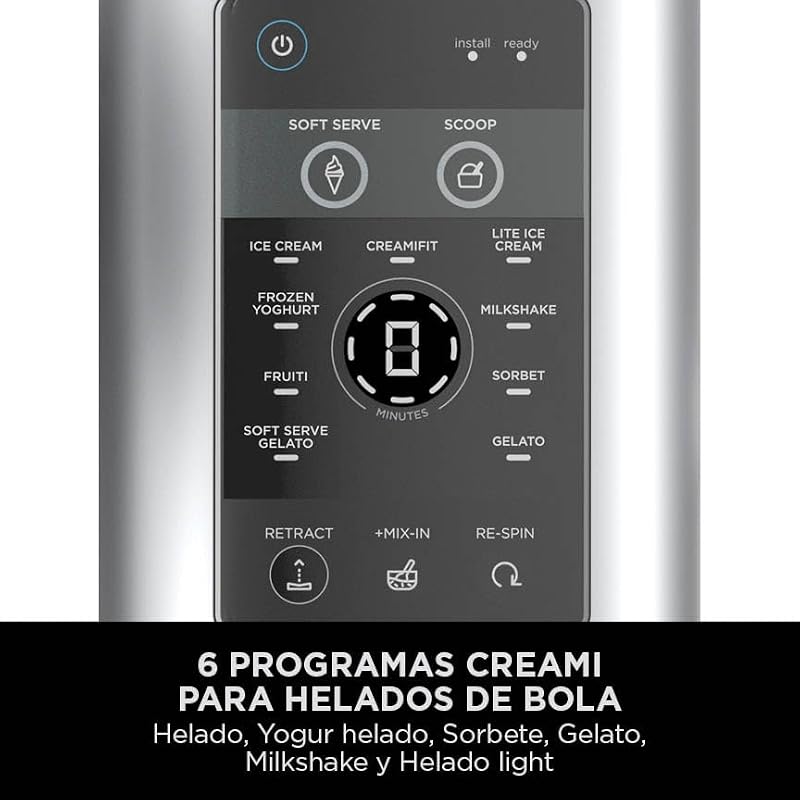 Máquina de gelados CREAMi Scoop & Swirl e máquina de iogurte gelado com 2 recipientes, 13 funções, prepara gelado, gelado cremoso, gelado, sorvete, batido e mais, opção de extras, prata, NC701EU