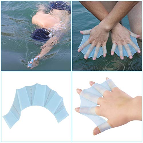 NiceButy Silicone Swimming Hand Fins Flippers Palm Finger Webbed Gloves Paddle M Size - Thumbnail 4