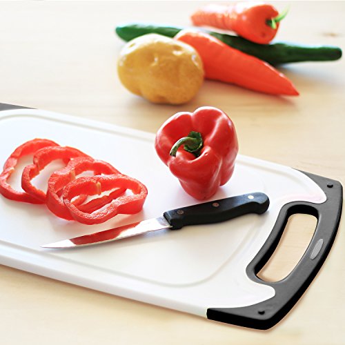 Plastic Cutting Boards Set of 3, Dishwasher Safe Reversible Cutting Boards with Non-Slip Feet & Deep Drip Juice Groove for Chopping Foods, BPA Free, FDA Approved Materials & Eco Friendly (Black) - Thumbnail 5