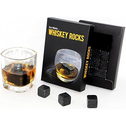 Whiskey Rocks - Premium Granite Whiskey Stones Set Black - Pure Granite - Set of 9 Whisky Chilling Stone Home & Kitchen, Furniture
