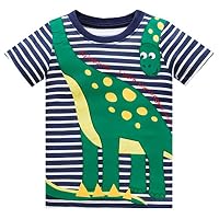 Huata Little Boys Short Sleeve Crew Neck T-Shirt Tops Tee (3T, Dinosaur)