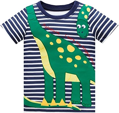 Huata Little Boys Short Sleeve Crew Neck T-Shirt Tops Tee (18-24 Months, Dinosaur)