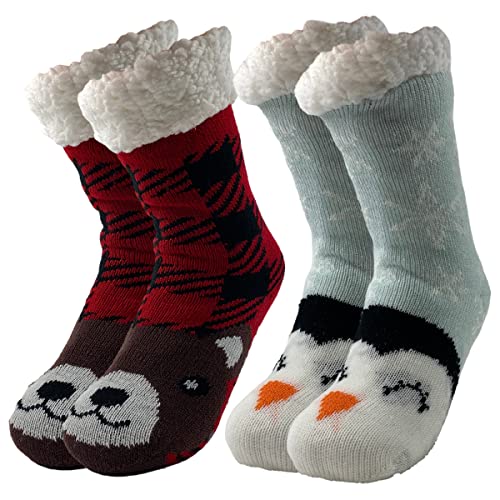 Kids Slipper Socks Kids' Christmas Slipper Socks With Grips Cozy