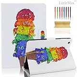 iPad Mini 1/2/3 Case, LittleMax(TM) Magnetic Closure Flip Stand [Card Holder] Case with Auto Sleep/Wake Function for Apple iPad Mini 1/2/3 [Free Cleaning Cloth,Stylus Pen]-#2 Rainbow Ice Cream