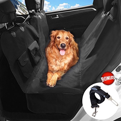 upsimples Dog Seat Cover Pet Car Seat Cover No Stitch Hole Heavy Duty Dog Hammock Non-slip Waterproof Back Seat Cover for Car SUV Minivans, Black