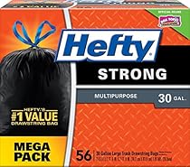 Hefty Strong Large Trash Bags (Multipurpose, Drawstring, 30 Gallon, 56 Count)