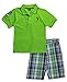 U.S. Polo Assn. Big Boys 2 Piece Big Pony Solid Pique Polo Shirt and Plaid Short, Lime, 12