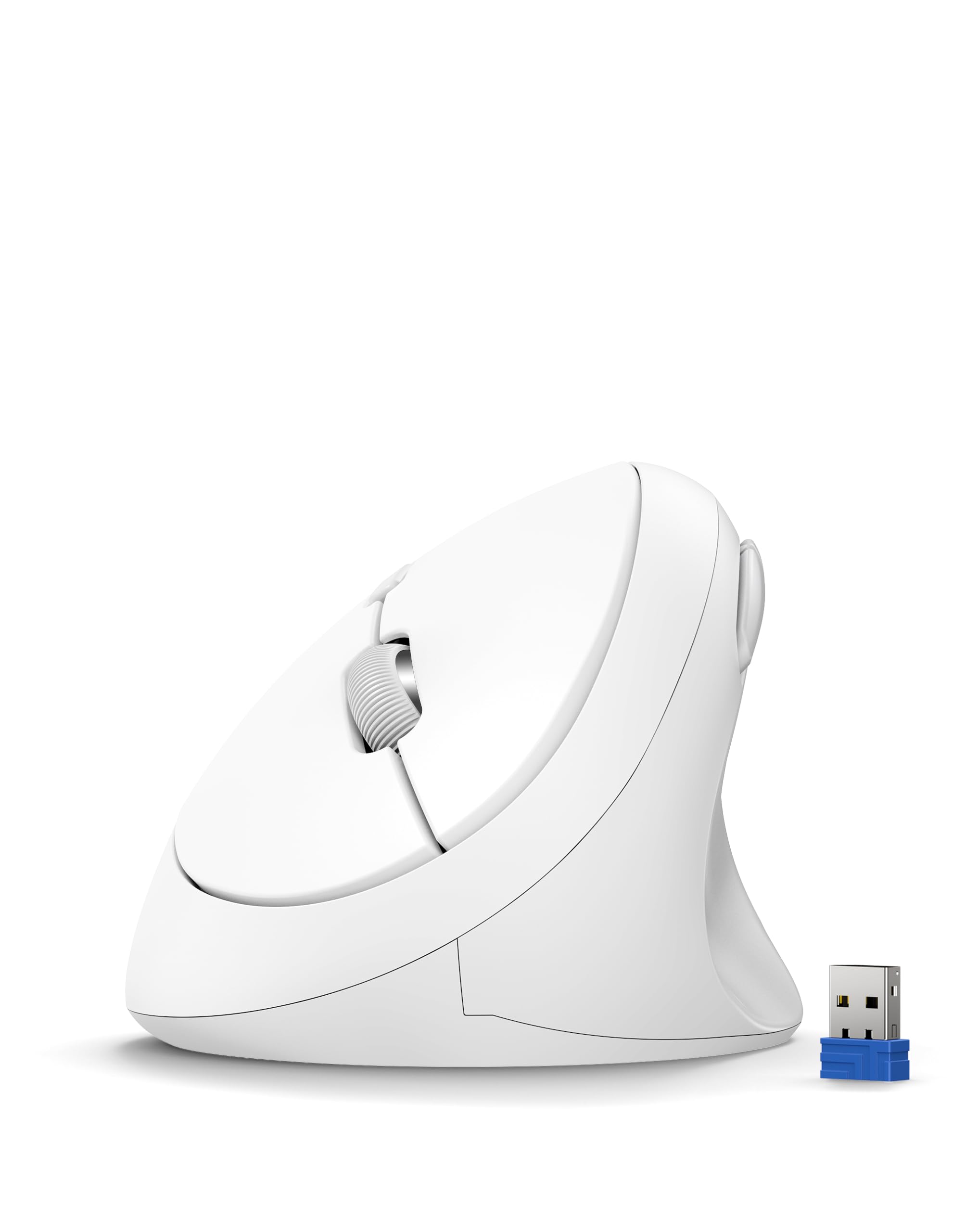 Photo 1 of TECKNET Wireless Mouse, 5 Adjustable DPI Levels, 6 Buttons, 4800 DPI Wireless Vertical Mouse, 2.4G Silent Wireless Mouse for Laptop, PC, Chromebook, Mac - Light White