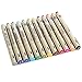JX Superior-807C Needle Drafting Pen,Professional Drawing Pen,Technical Micro Pigment Liner Pens,Pack of 12 Assorted Colors,0.5MM Tip Sizes
