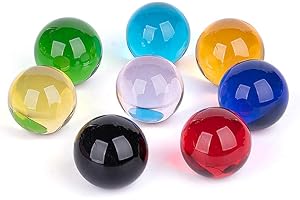 LONGWIN 8pcs Multicolor 40mm(1.6inch) Crystal Solid Ball Glass Sphere Gemstones Vase Fillers Fish Tank Decorations