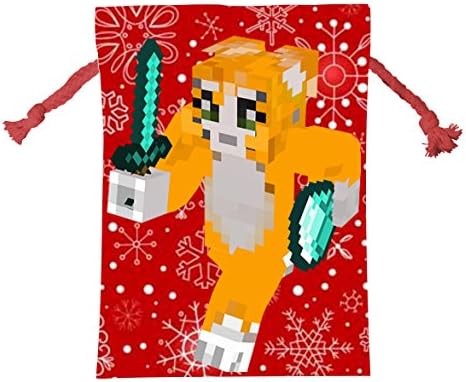 Orange Cat Alex Ender Dragon Steve Christmas Presents Bag Santa Sacks Stocking With Drawstring Cord -Stocking Stuffers