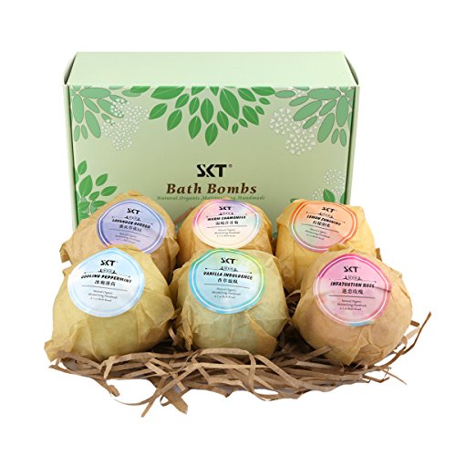 Pack of 6 Bath Bomb Balls, 100% Handmade with Natural Flowers Essential Oil, Fizzing Soften Skin - Six Unique Natural Fragrance for Bubble Bath Spa