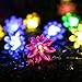 Qedertek Solar String Lights Flower, 19ft 30 LED Waterproof Garden Decoration Lighting for Indoor/Outdoor, Patio, Lawn, Garden, Christmas, and Holiday Festivals (Multi Color)