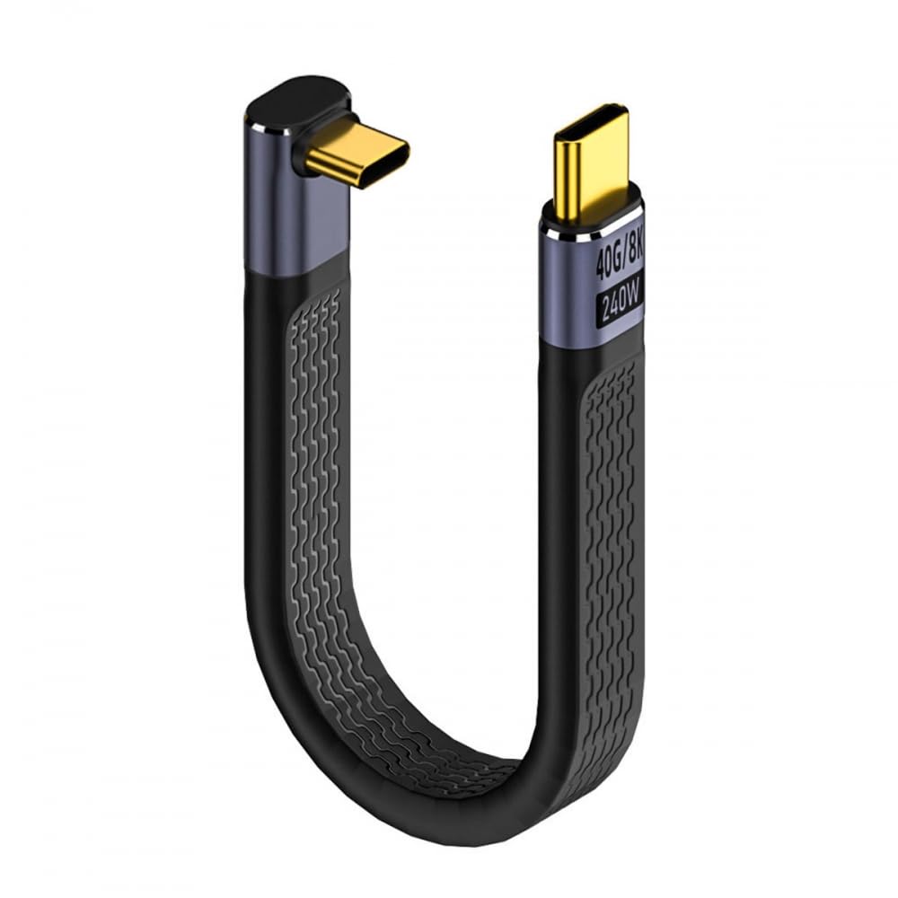 CY Up Angled 240W Type-C USB-C Male to Male USB4 40Gbps 100W 8K Flat Slim FPC Data Cable for Laptop Phone 13cm