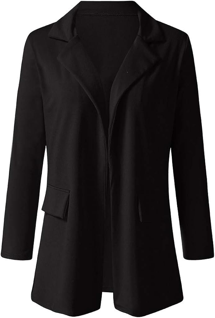 WUAI-Women Plus Size Blazers Long Open Front Work Office Stretchy Suit Jackets Cardigans Coats at  Women’s Clothing store