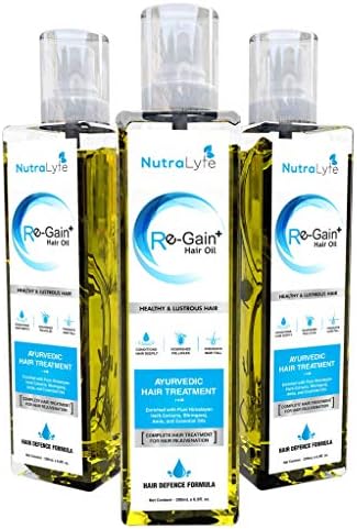 Nutralyfe Re-Gain+ Hair Oil With Pure Himalayan Herb Extracts, Bhringaraj, Amla For Hair Growth, 200 ml (Pack of 3)