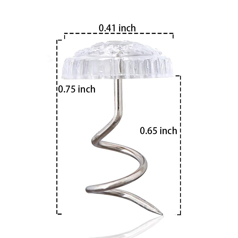 ReNext Fabric Twisty Pins with Clear Heads for Upholstery, Bedskirts, Slip Covers, and Other Materials - Sewing Supplies Essential - 100 Pack