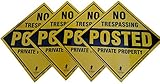 Aluminum No Trespassing Posted Diamond Shaped Signs 4 pack