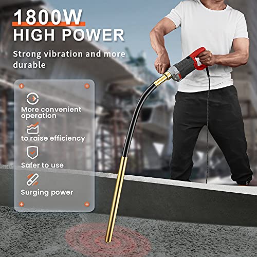 Anbull Electric Concrete Vibrator,1800W 2m Vibrating Needle, Vibrating Needle For Concrete 5500rpm, The Diameter Of The Vibrating Bottle Of The Concrete Vibrator Is 35mm, With Handle