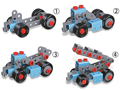 7TECH 233 PCS 4-in-1 Model Building set STEM Educational Construction Engineering Toy with 2 Motorbikes & Cranes and Forklifts for Kids