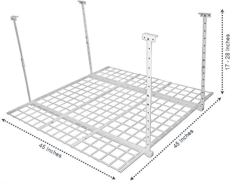 HyLoft 00540 45-Inch by 45-Inch Overhead Storage System, Ceiling Mount Garage Organization Rack, White - Ceiling Mounted General Purpose Storage Racks - 