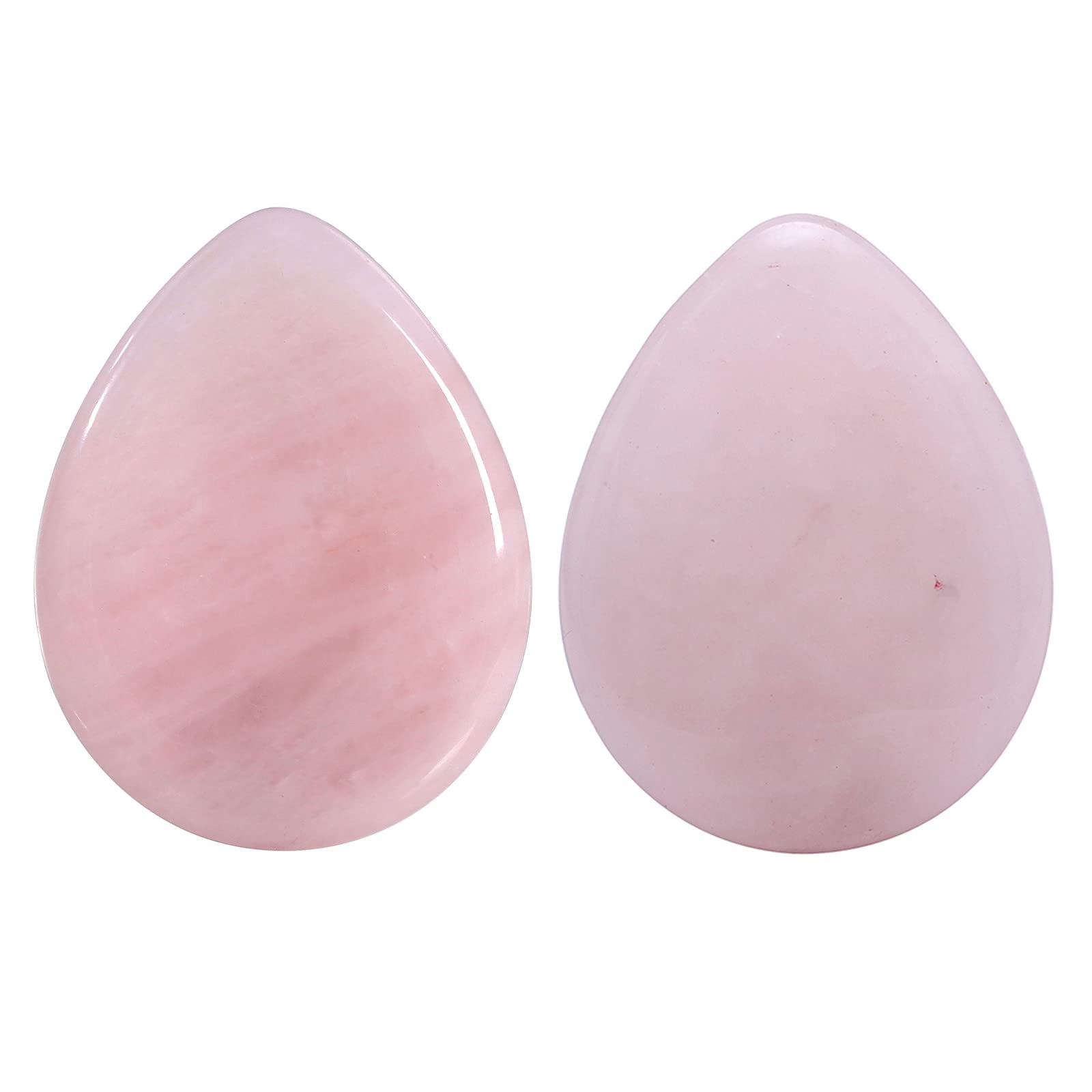 Nupuyai 2pcs Rose Quartz Teardrop Thumb Worry Stone Set, Energy Crystal Pocket Palm Healing Stone for Anxiety Stress Relief Reiki Therapy