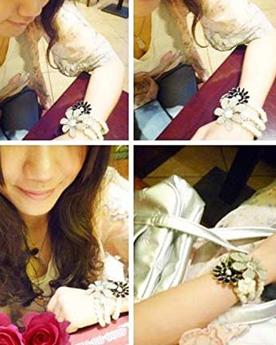 shining diva fashion floral white pearl bracelets for girls(5348b)