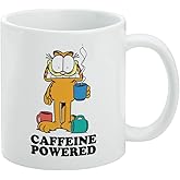 Garfield Solar Powered Caffine Powered Ceramic Coffee Mug, Novelty Gift Mugs for Coffee, Tea and Hot Drinks, 11oz, White