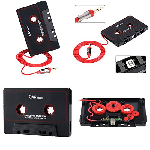 HsgbvictS Travel Cassette Adapter Car Electrical Appliances Adapter Retro Music Converter MP3 Smartphones Travel Cassette Adapter Tape for Cars - Black