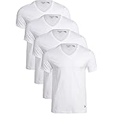 U.S. Polo Assn. Mens Undershirts - 4 Pack Cotton Blend Short Sleeve V Neck T Shirts Men Tag Free Ribbed Neck Tee Shirts Pack