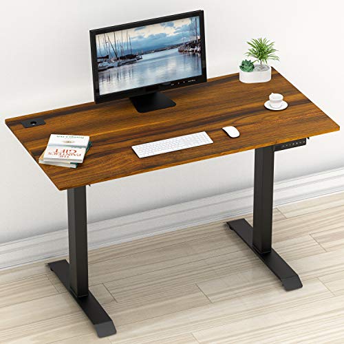 SHW Electric Height Adjustable Standing Desk, 48 x 24 Inches, Walnut