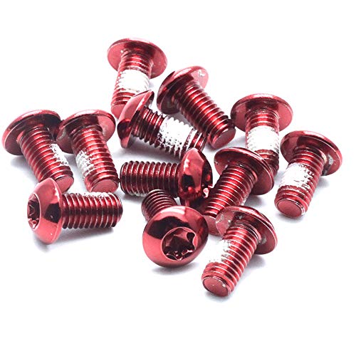 Yoohey M5x10mm Red Disc Brake Rotor Bolts Screw for MTB Mountain Bike - Pack of 12