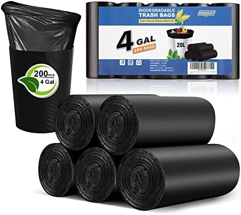 Inwaysin Small Trash Bags 3-5 Gallon, 200 Count Small Bathroom Trash ...