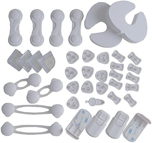 Bestgoo Child Safety Product Baby Safety Cabinet Drawer Toilet Locks, Electrical Plug Covers, Corner Guard, Door Guard(38 Pcs All in One) - No Tools No Screws